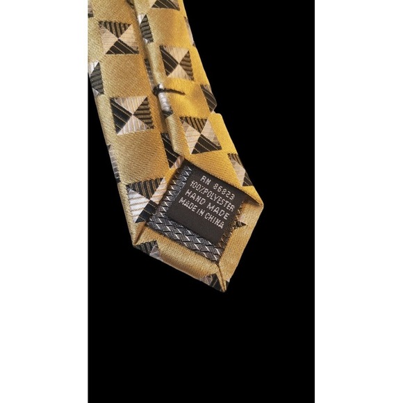 Alexander Julian Colours Mens Gold, Black, Silver Geometric Polyester Neck Tie - Picture 8 of 10